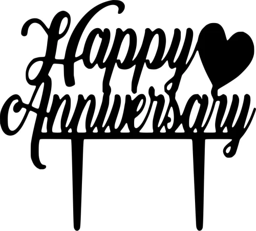 Cake Topper Happy Anniversary ΜΑΥΡΟ