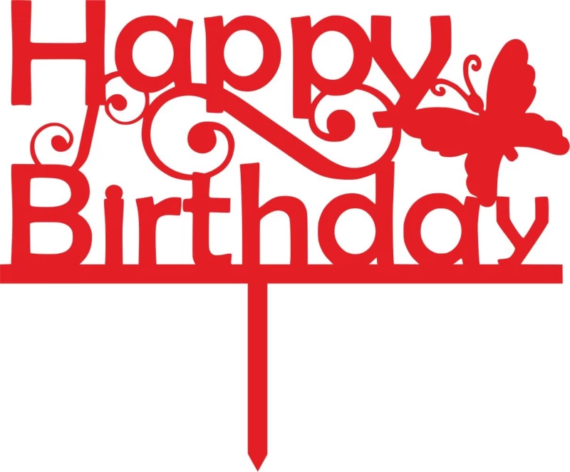 Cake Topper happy birthday 10 ΚΟΚΚΙΝΟ