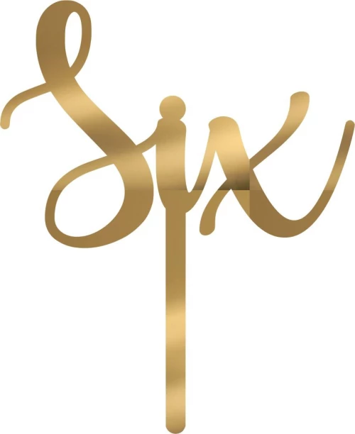 Cake Topper Six ΧΡΥΣΟ ΚΑΘΡΕΠΤΗΣ