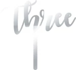 Cake Topper Three ΑΣΗΜΙ ΚΑΘΡΕΠΤΗΣ