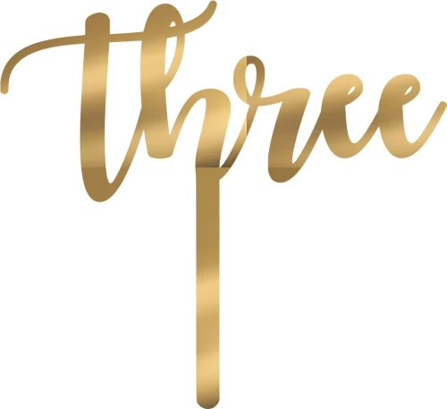 Cake Topper Three ΧΡΥΣΟ ΚΑΘΡΕΠΤΗΣ