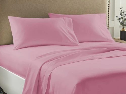 Σετ Σεντόνια Διπλά Μονόχρωμα Economy Γαρύφαλλο 200x245 - Ροζ, Χωρίς Λάστιχο
