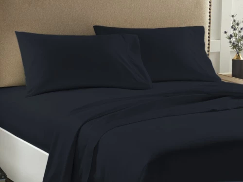 Σετ Σεντόνια Διπλά Μονόχρωμα Economy Γαρύφαλλο 225x245 - Μαύρο, Με Λάστιχο 185x200+23