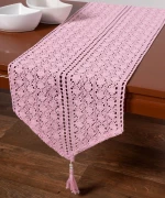 Πλεκτή τραβέρσα c210 (32cm x 160cm) ρόζ Silk Fashion