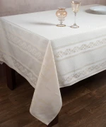 Ζακάρ τραπεζομάντηλο 1385 (154cm x 213cm) ivory Silk Fashion