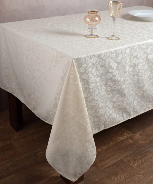 Ζακάρ τραπεζοκαρέ 1010 (135cm x 135cm) μπέζ Silk Fashion