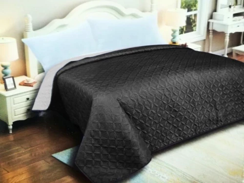 Κουβερλί Υπέρδιπλο Microfiber Διπλής Όψης Ρόμβος Γαρύφαλλο 220x240 - Ανθρακί-Γκρι