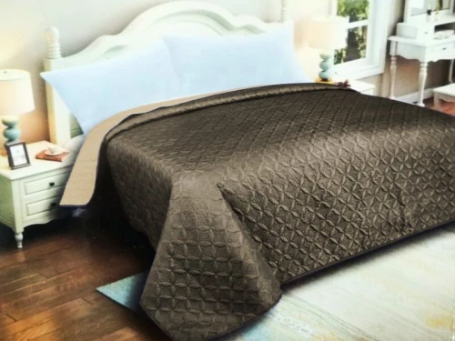 Κουβερλί Μονό Microfiber Διπλής Όψης Ρόμβος Γαρύφαλλο 160x220 - Χακί-Μπεζ
