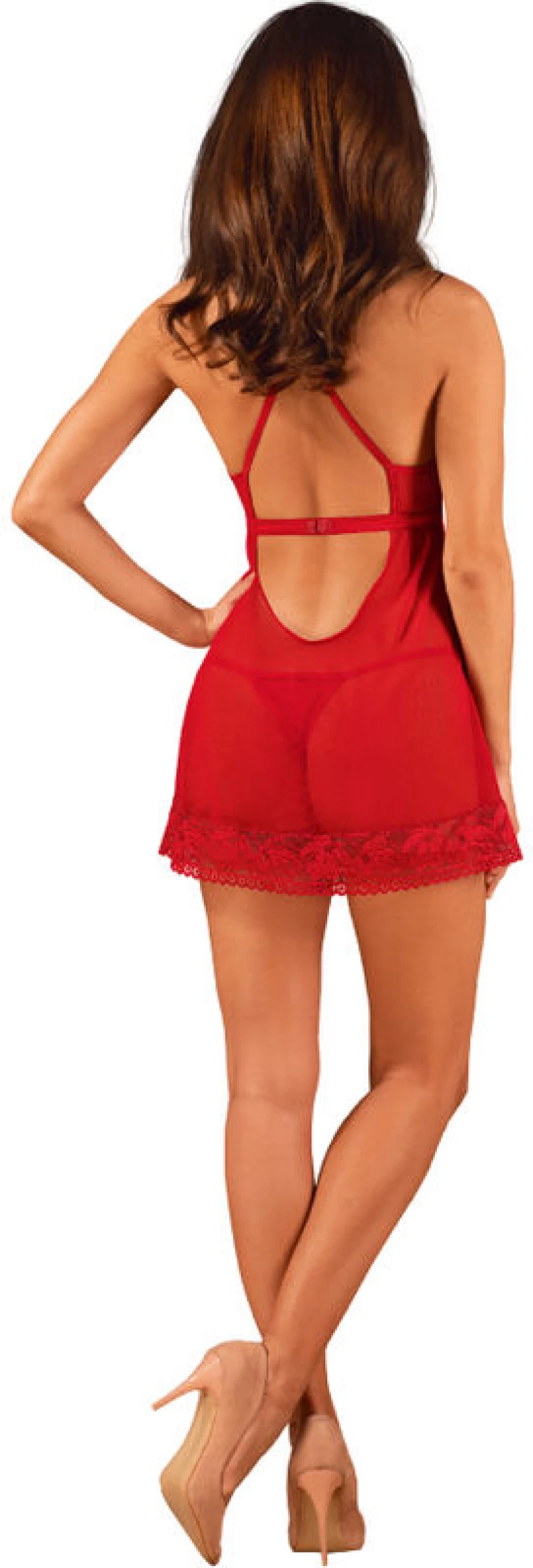OBSESSIVE - LACELOVE BABYDOLL & THONG RED