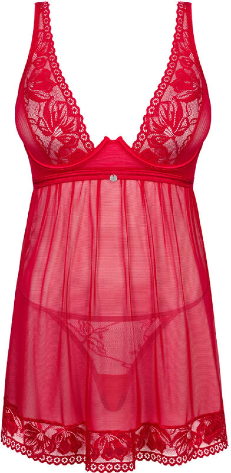 OBSESSIVE - LACELOVE BABYDOLL & THONG RED
