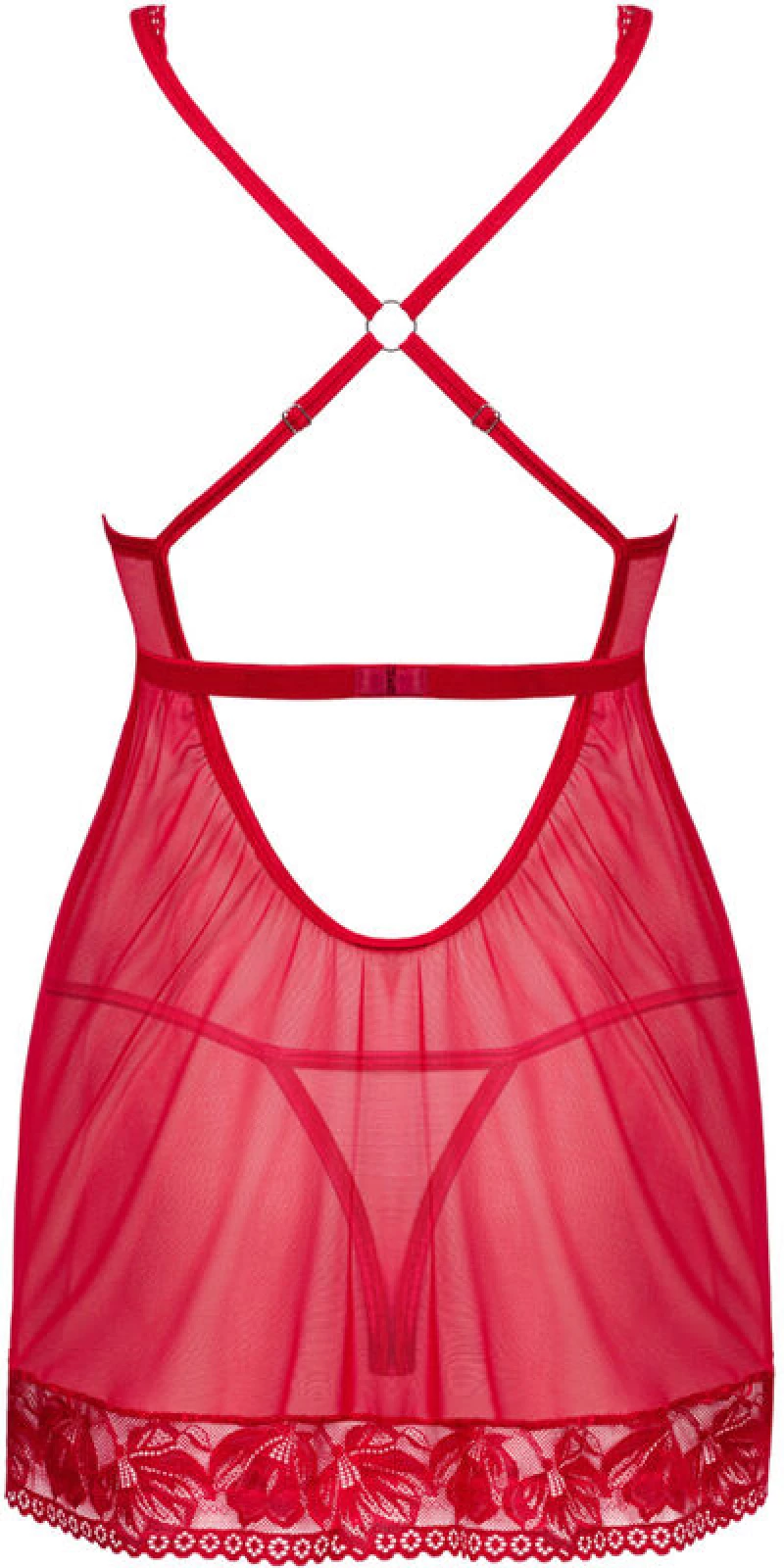 OBSESSIVE - LACELOVE BABYDOLL & THONG RED