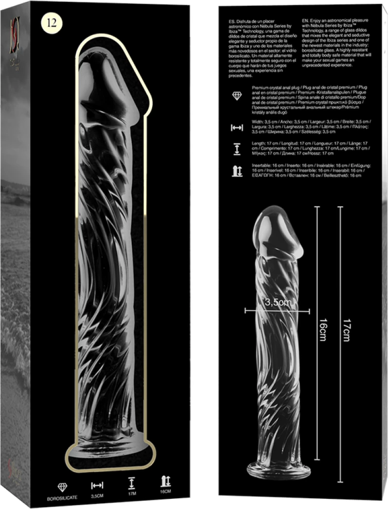NEBULA SERIES BY IBIZA' - MODEL 12 DILDO BOROSILICATE GLASS 17 X 3.5 CM CLEAR