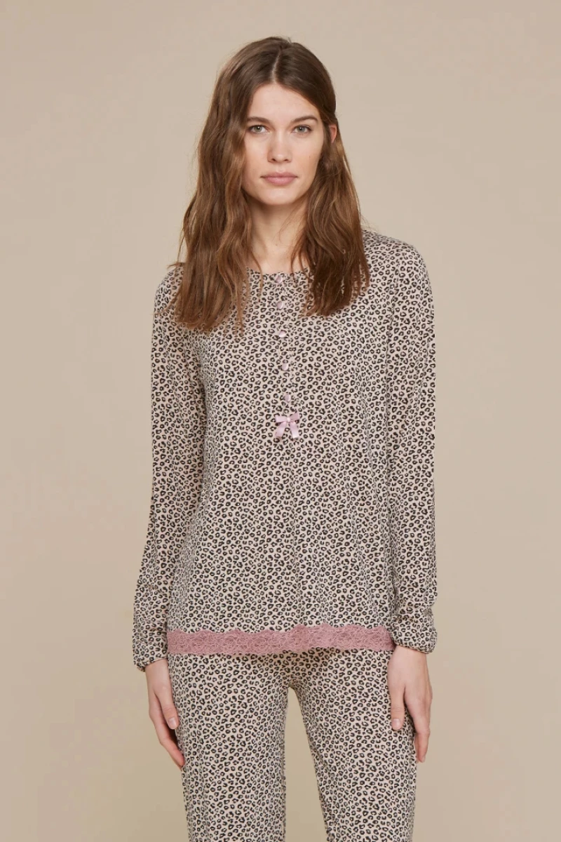 Γυναικεία πυτζάμα Noidinotte - Animal print - Κουμπάκια - 100% MODAL