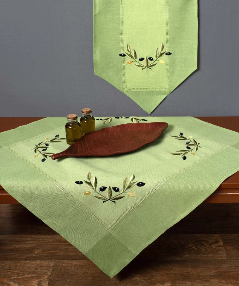 Ροτόντα bg23a (220cm) πράσινη με κίτρινη ελιά Silk Fashion