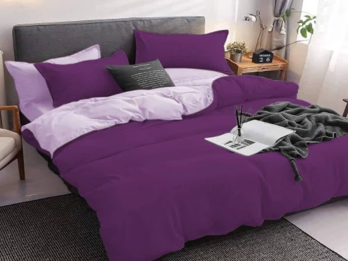 Σετ Σεντόνια Γίγας - King Size 100% Βαμβακοσατέν Δίχρωμα  Γαρύφαλλο 240x270 - μώβ/λιλά