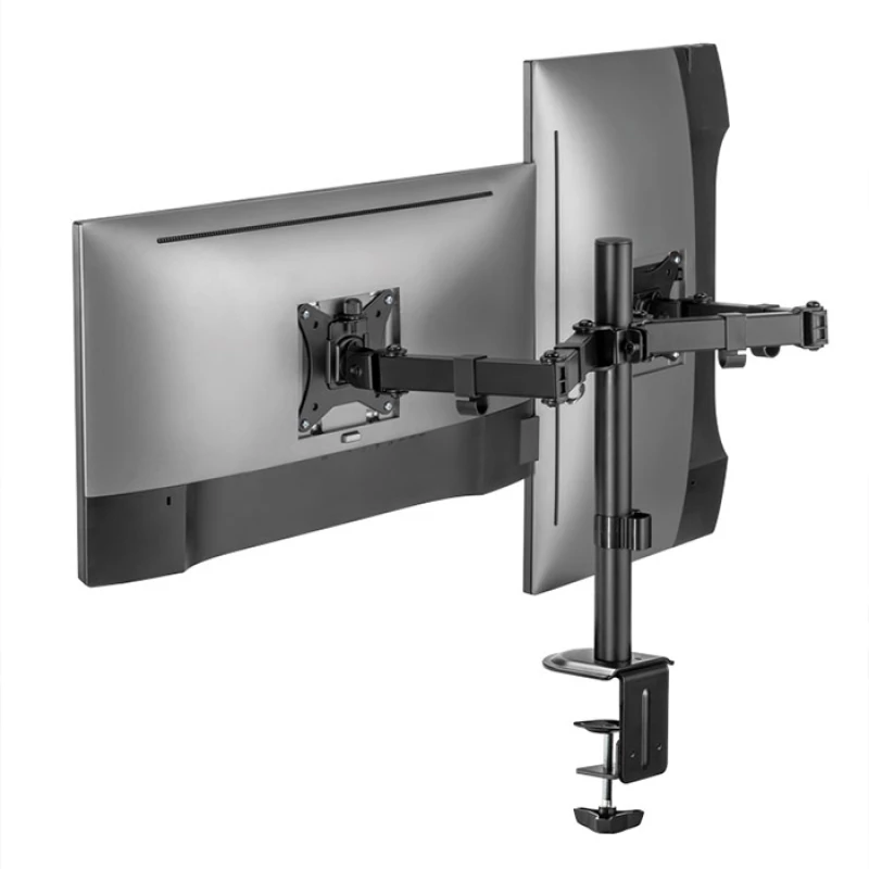 SUPERIOR 17-32 UNIVERSAL DUAL Universal επιτραπέζια βάση στήριξης για 2 οθόνες έως 32", σε μαύρο χρώμα.