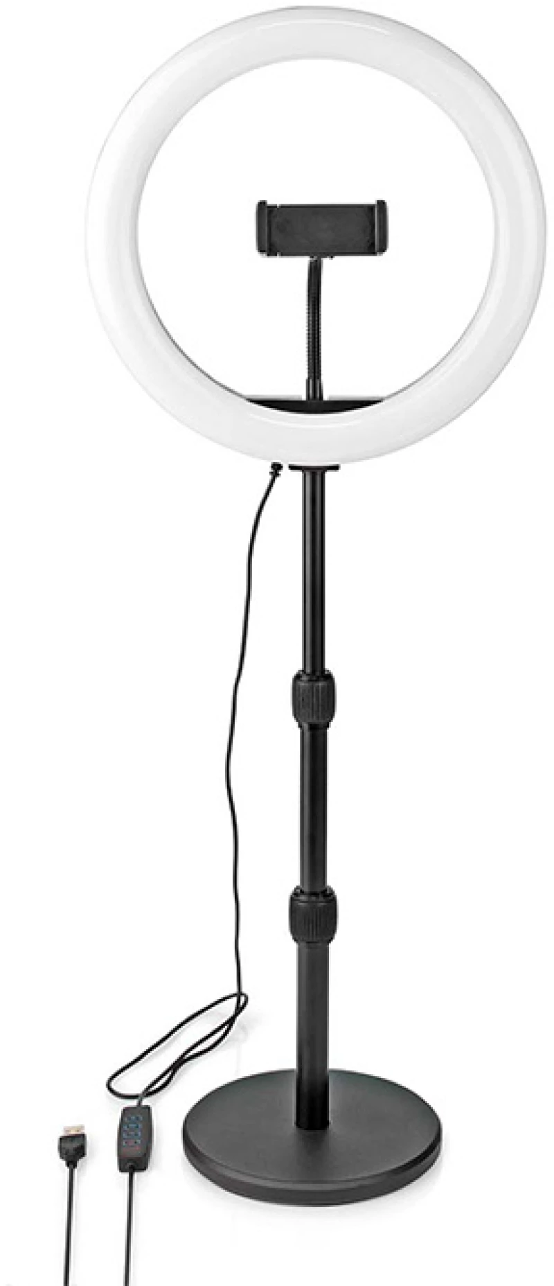 NEDIS RLSTND200BK Ring Light 10" (26 cm) με 120 λάμπες LED και επιτραπέζια βάση στήριξης.