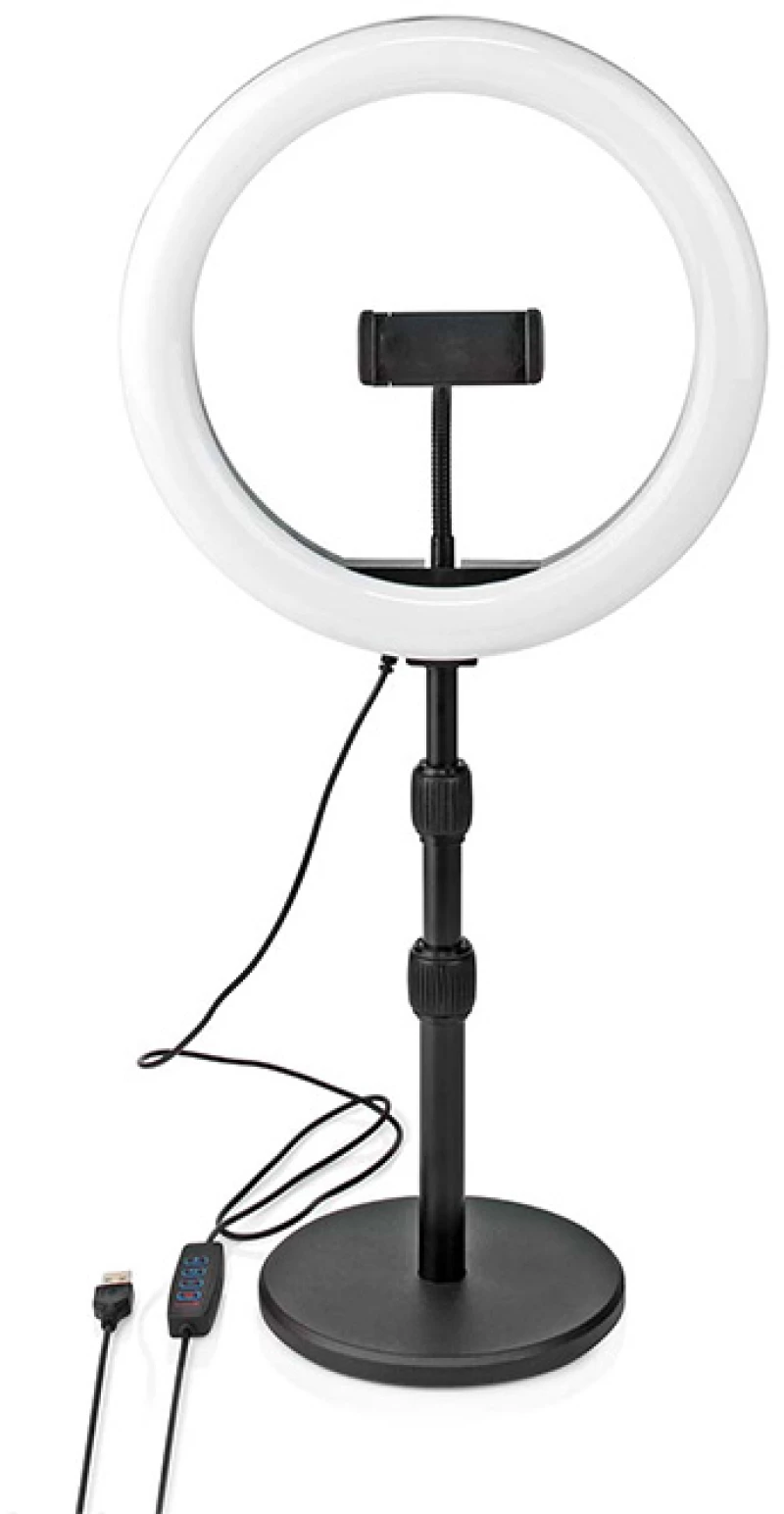 NEDIS RLSTND200BK Ring Light 10" (26 cm) με 120 λάμπες LED και επιτραπέζια βάση στήριξης.