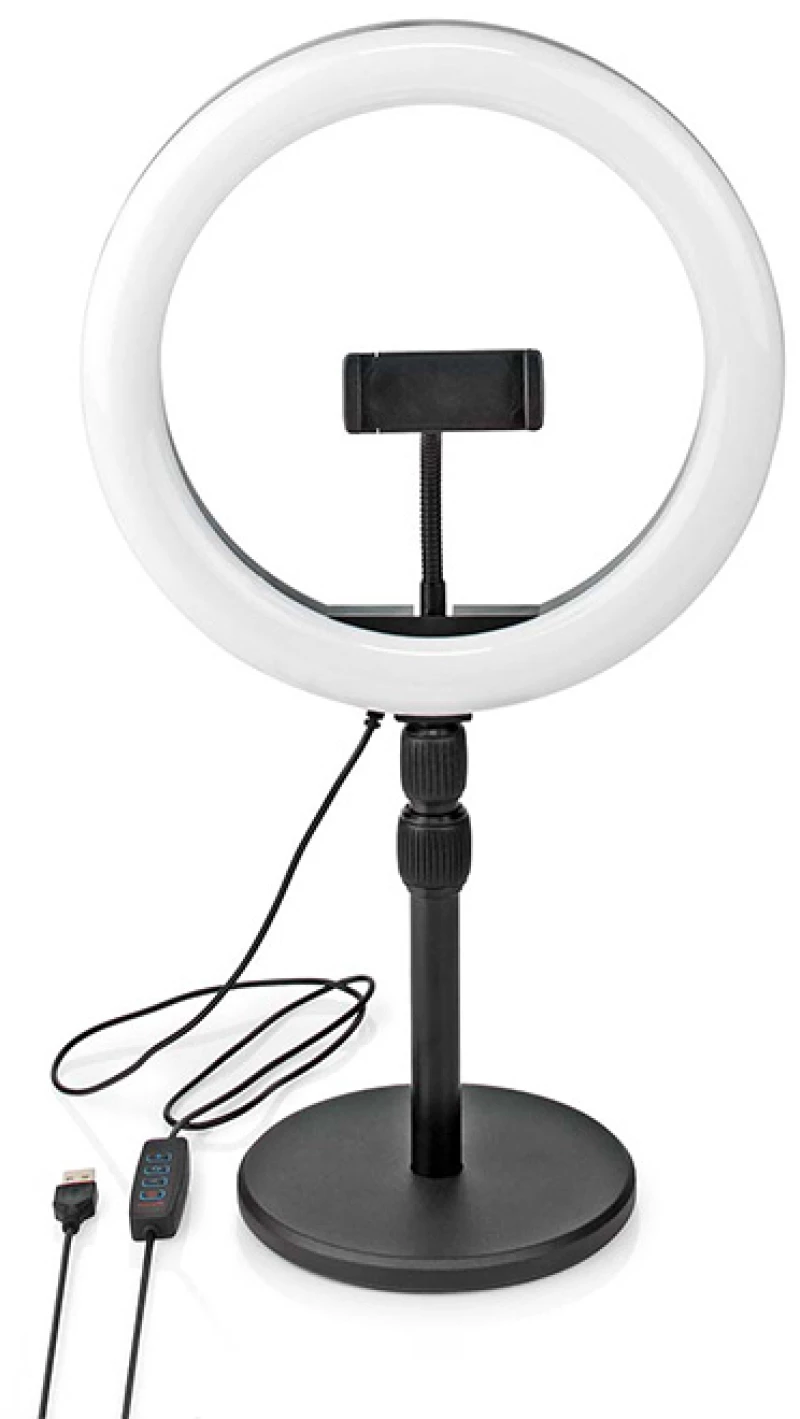 NEDIS RLSTND200BK Ring Light 10" (26 cm) με 120 λάμπες LED και επιτραπέζια βάση στήριξης.