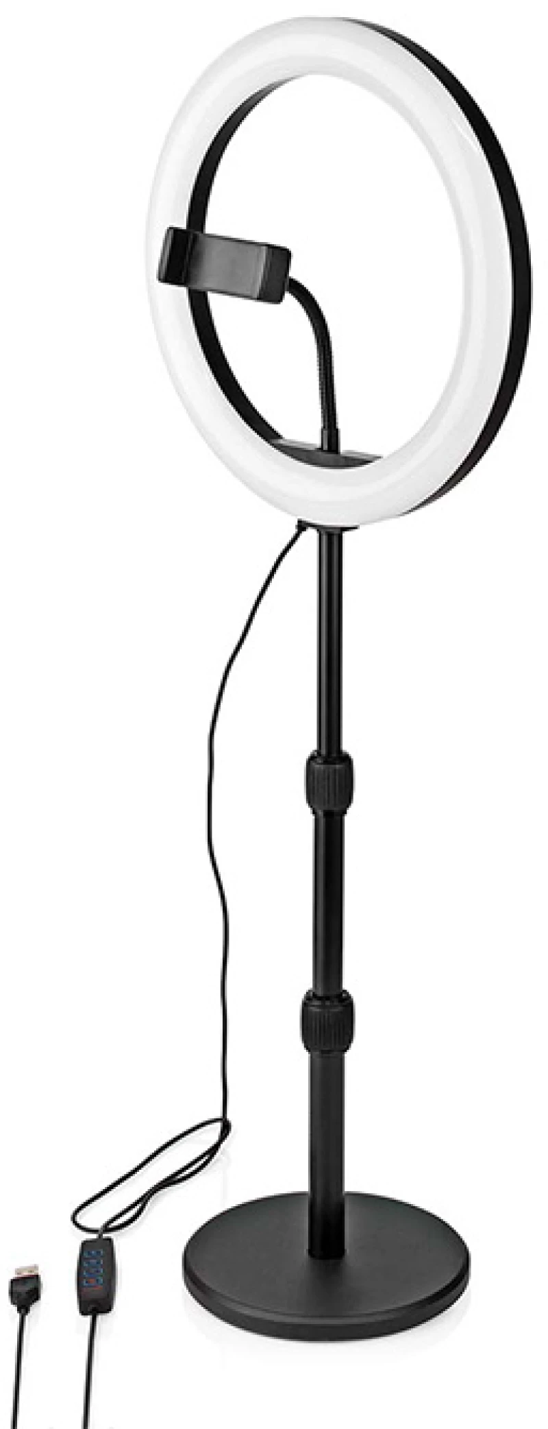 NEDIS RLSTND200BK Ring Light 10" (26 cm) με 120 λάμπες LED και επιτραπέζια βάση στήριξης.