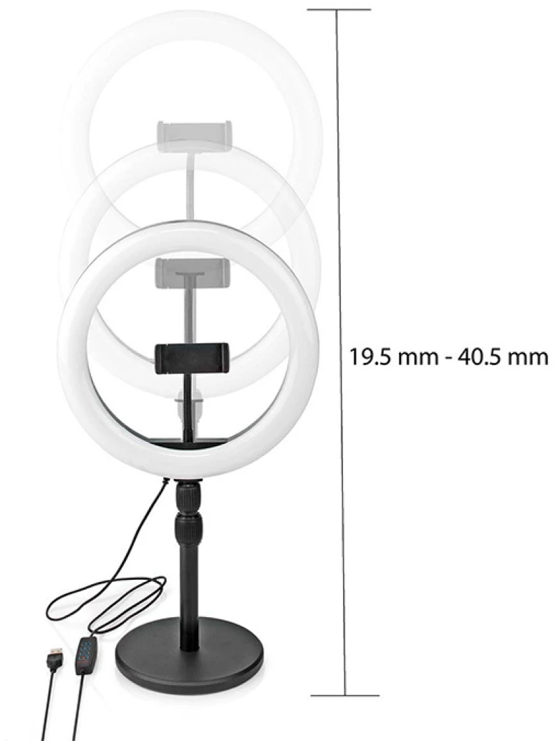 NEDIS RLSTND200BK Ring Light 10" (26 cm) με 120 λάμπες LED και επιτραπέζια βάση στήριξης.