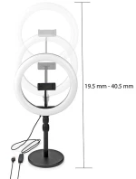 NEDIS RLSTND200BK Ring Light 10" (26 cm) με 120 λάμπες LED και επιτραπέζια βάση στήριξης.