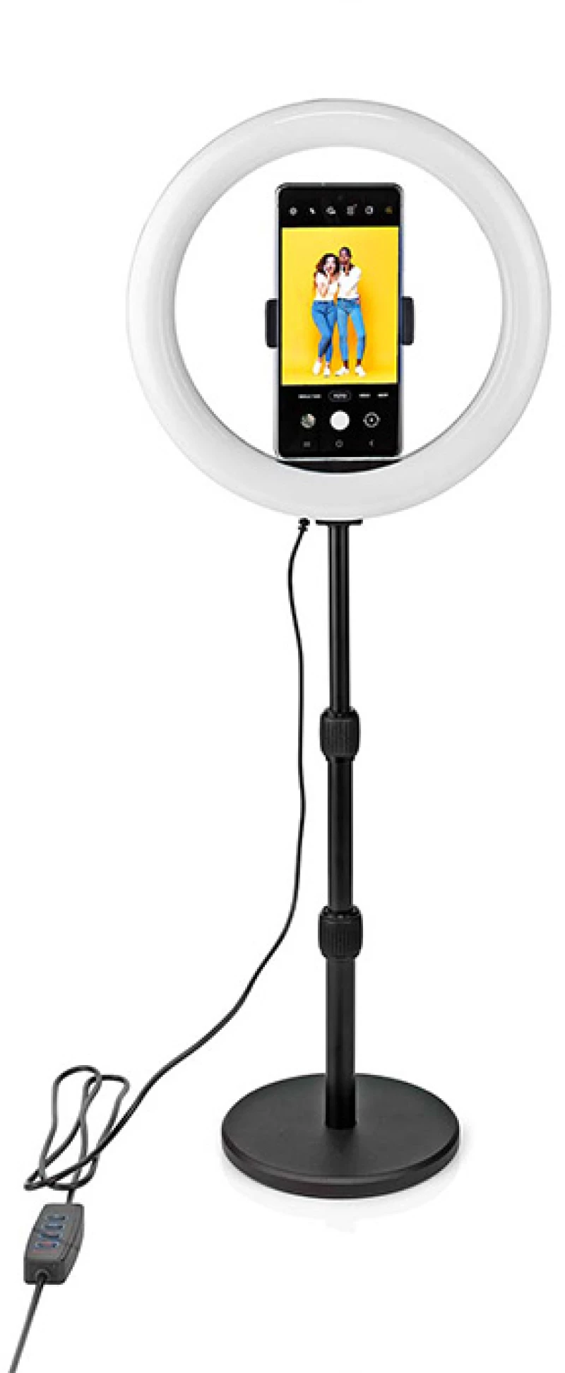 NEDIS RLSTND200BK Ring Light 10" (26 cm) με 120 λάμπες LED και επιτραπέζια βάση στήριξης.