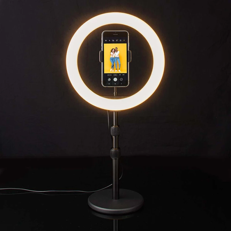 NEDIS RLSTND200BK Ring Light 10" (26 cm) με 120 λάμπες LED και επιτραπέζια βάση στήριξης.