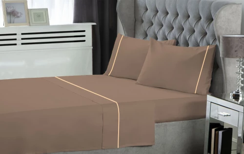 Σετ Σεντόνια Le Blanc Μονόχρωμα με Φυτίλι Polycotton 50/50 TC144 Light Brown Μονά με λάστιχο 100x200 35