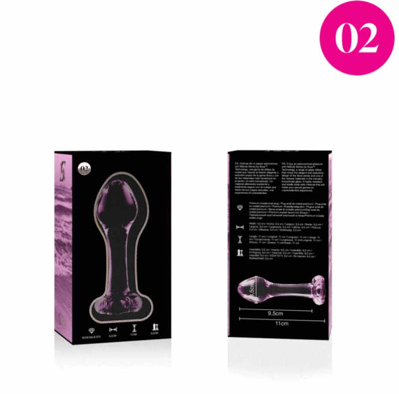 NEBULA SERIES BY IBIZA' - MODEL 2 ANAL PLUG BOROSILICATE GLASS 11 X 3.5 CM PINK