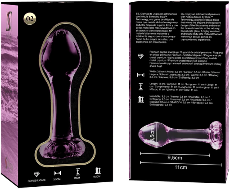 NEBULA SERIES BY IBIZA' - MODEL 2 ANAL PLUG BOROSILICATE GLASS 11 X 3.5 CM PINK