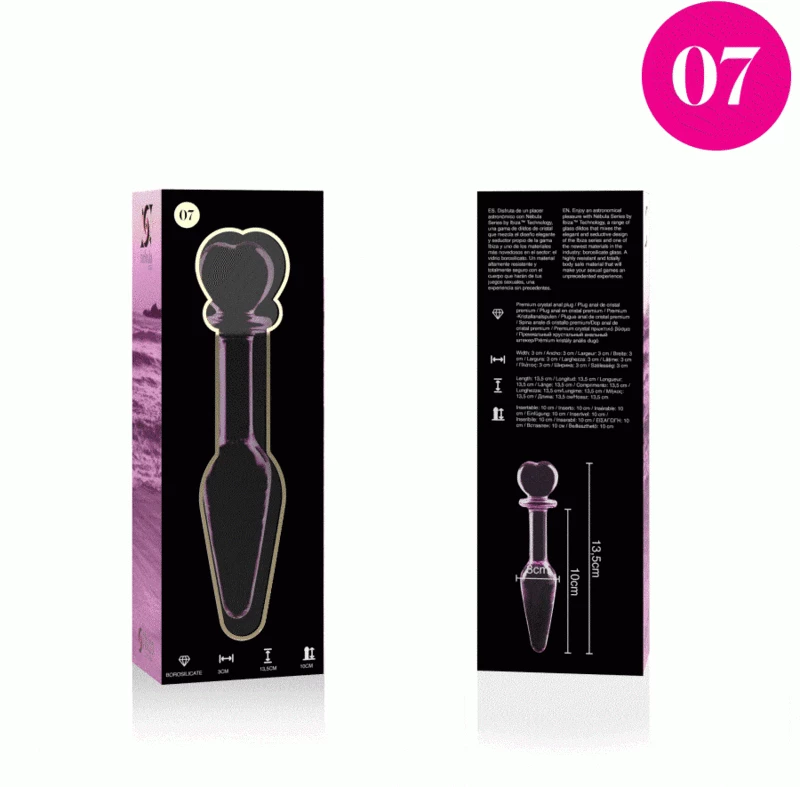 NEBULA SERIES BY IBIZA' - MODEL 7 ANAL PLUG BOROSILICATE GLASS 13.5 X 3 CM PINK