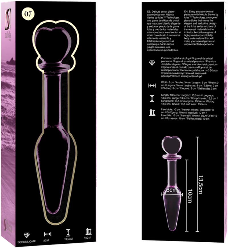 NEBULA SERIES BY IBIZA' - MODEL 7 ANAL PLUG BOROSILICATE GLASS 13.5 X 3 CM PINK