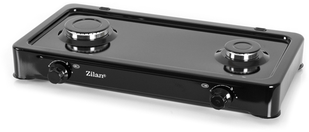 Zilan Διπλή Εστία Υγραερίου Εμαγιέ Μαύρη ZLN0025-BLK