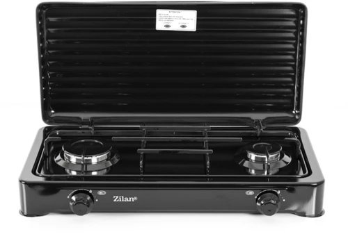 Zilan Διπλή Εστία Υγραερίου Εμαγιέ Μαύρη ZLN0025-BLK