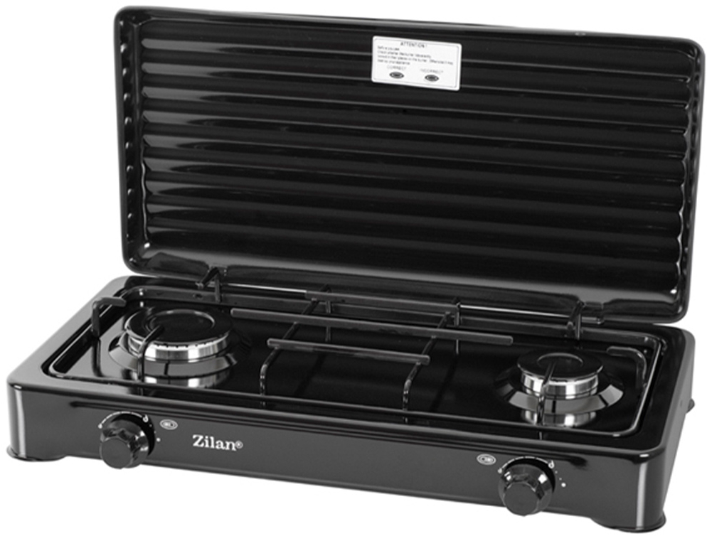 Zilan Διπλή Εστία Υγραερίου Εμαγιέ Μαύρη ZLN0025-BLK