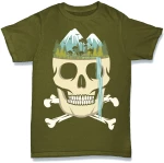 Skull Waterfall Tshirt Χακί