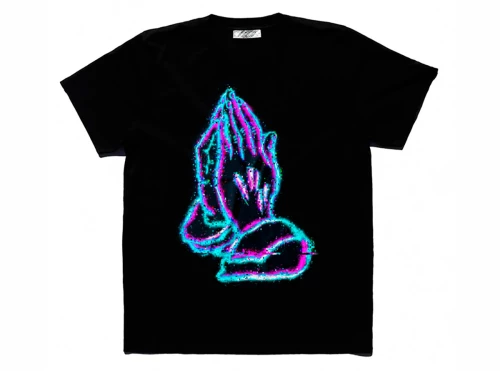 Praying hands glowing glitch Μαύρο