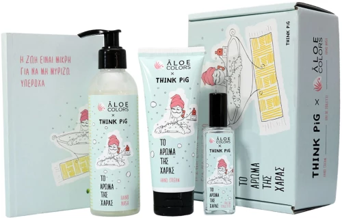 Aloe+Colors Gift Box Το Άρωμα Της Χαράς Hand Wash 200ml & Hand Cream 80ml & Eau De Toilette 30ml & Δώρο Σημειωματάριο Think Pig