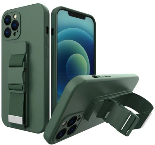 Rope case gel case with a chain lanyard bag lanyard iPhone 13 dark green