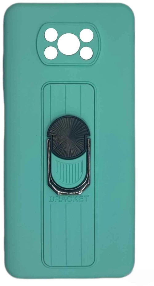 Ring Case silicone case with finger grip and stand for Xiaomi Poco X3 NFC mint