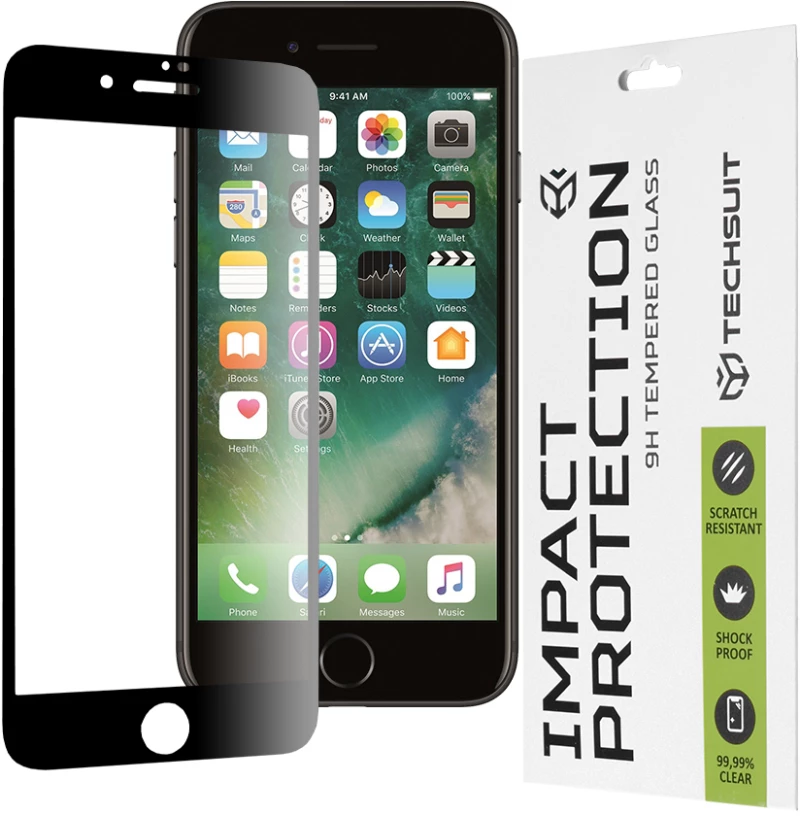 Techsuit - 111D Full Cover / Full Glue Glass - iPhone 7 / 8 / SE 2, SE 2020 / SE 3, SE 2022 - Black