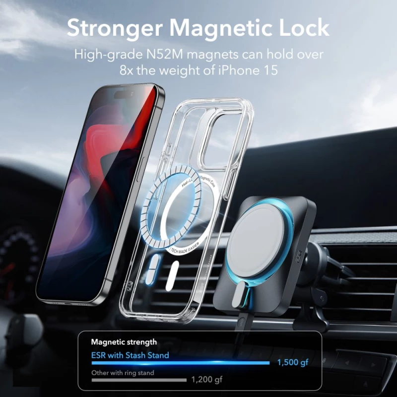 ESR Husa pentru iPhone 15 Pro - ESR Classic Hybrid HaloLock Kickstand - Clear 4894240176535