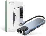 Διαχωριστής 5 σε 1 USB HUB USB-C σε 2xUSB + HDMI + USB-C + LAN RJ45 Προσαρμογέας Tech-Protect V3-HUB γκρι