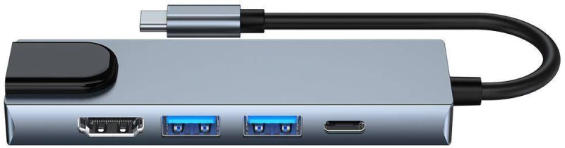 Διαχωριστής 5 σε 1 USB HUB USB-C σε 2xUSB + HDMI + USB-C + LAN RJ45 Προσαρμογέας Tech-Protect V3-HUB γκρι