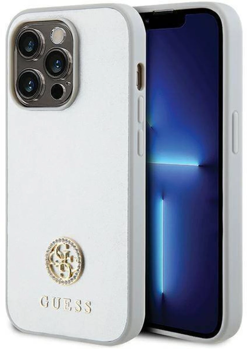 Original Case APPLE IPHONE 15 PRO Guess Hardcase Strass Metal Logo (GUHCP15LPS4DGPS) silver