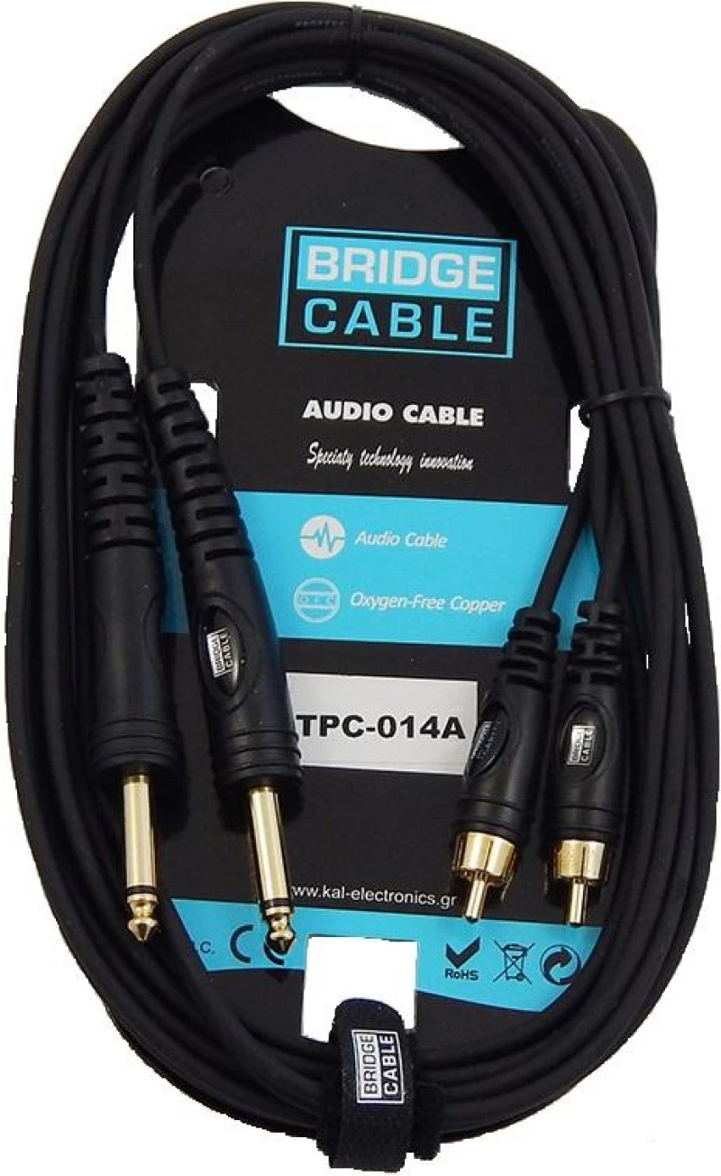 Bridgecable TPC-014A Καλώδιο Ήχου 2x Jack 6,3mm mono male - 2x RCA male, 3.0m