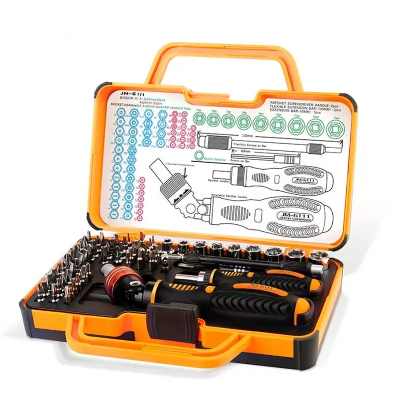Precision screwdriver set Jakemy JM-6111, 69in1, CR-V, Steel, Orange - 17632