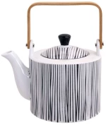 Πορσελάνινη Τσαγιέρα Nippon White Teapot with Black Lines 1.4L