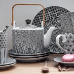 Πορσελάνινη Τσαγιέρα Nippon White Teapot with Black Lines 1.4L